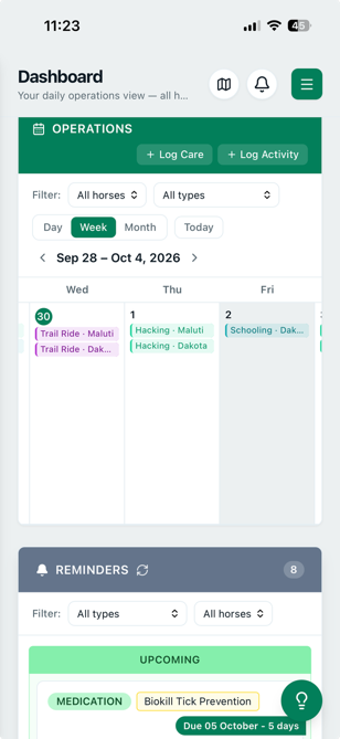 YardHub Operations dashboard on mobile